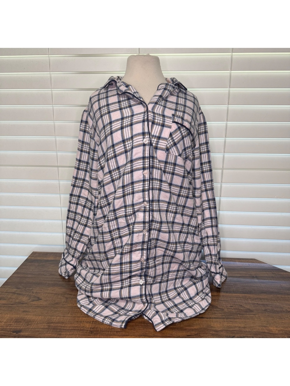 Liz Claiborne Women's Large Plaid Cotton Nightgown